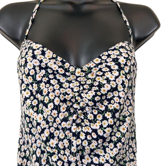 Princess Polly McLeod Blue Floral Drawstring Ruched Halter Ruffle Mini Dress - Picture 3 of 16